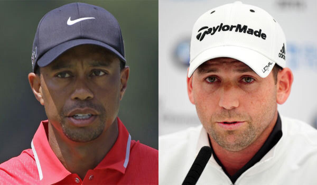 Tiger Woods, left, and Sergio Garcia have taken their feud to a new level in recent weeks.