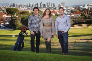 The new operators of the Loma Club and golf course and bar and grill clubhouse at Liberty Station, photographed December 18, 2019 in San Diego, California, are Luke Mahoney, left, Laura Johnson, center, and John Levan, right.
