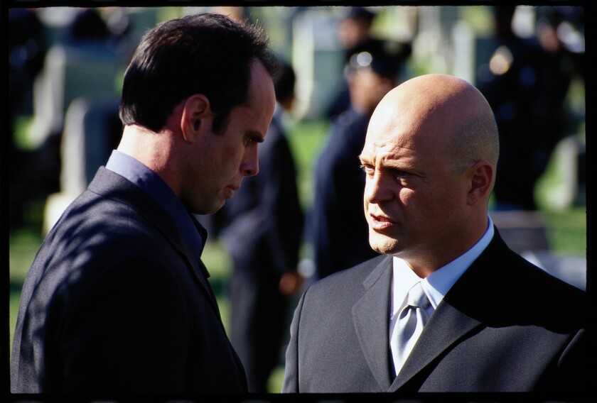Walter Goggins, left, and Michael Chiklis in “The Shield.”  