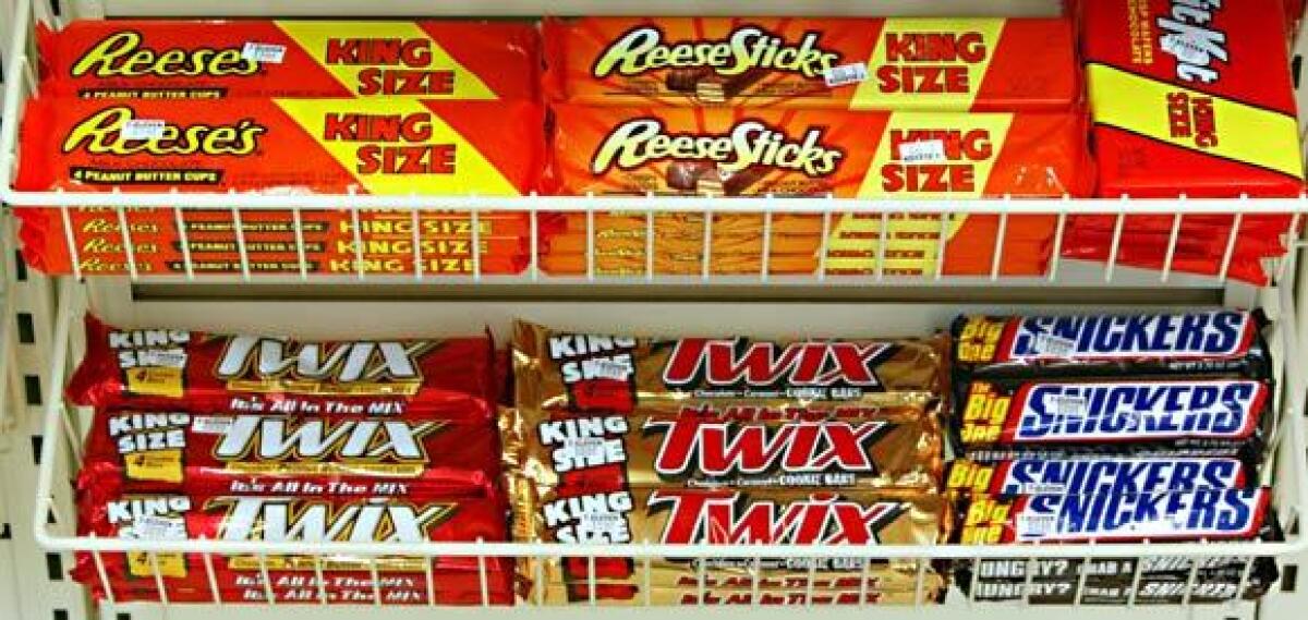 Sweets on display at a convenience store. Candy is among a federal working group's recommended categories of food that would either be reformulated or get less airtime than is currently the case.
