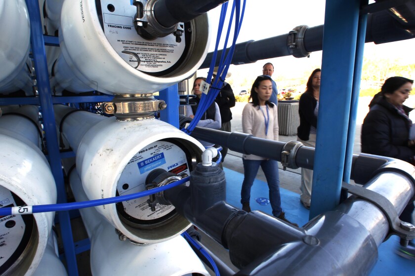 Officials show San Diego's Pure Water sewage recycling program facilities in 2015.