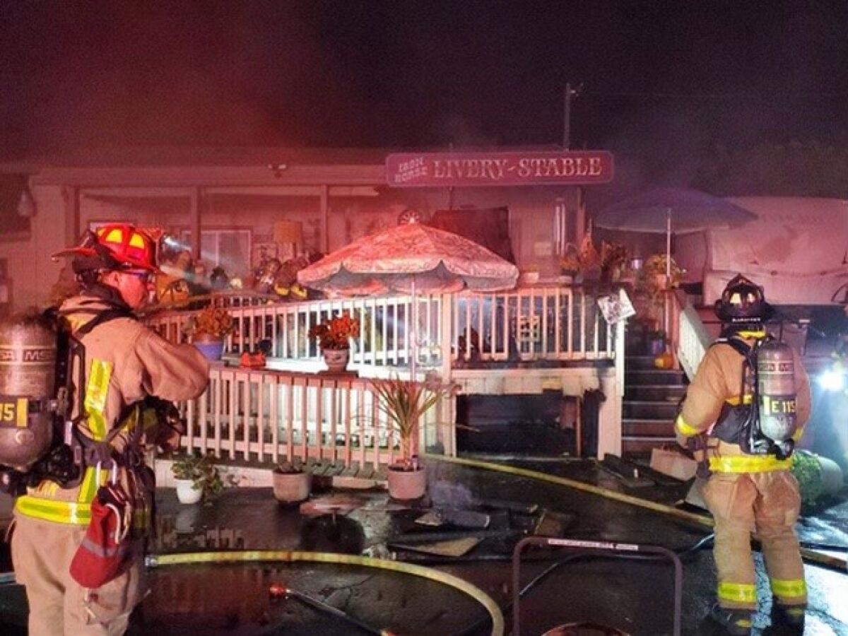 Firefighters worked to put out a fire in Fallbrook on Sunday night.
