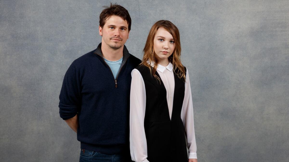 Actor Jason Ritter and actress Isabelle Nélisse from the film "The Tale," photographed in the Los Angeles Times studio during the Sundance Film Festival in Park City, Utah.