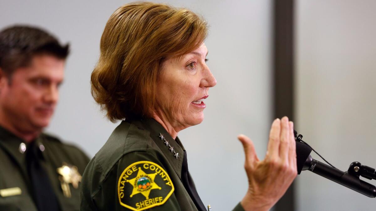Orange County Sheriff Sandra Hutchens at an August 2016 news conference.