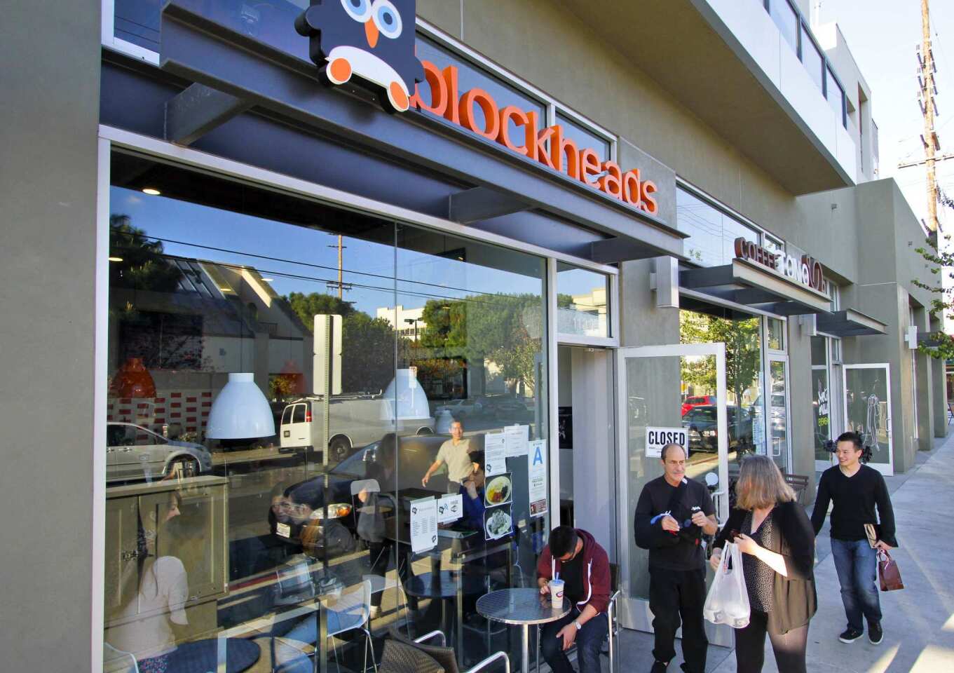 The front of Blockheads Shavery on Mississippi Avenue off Sawtelle.