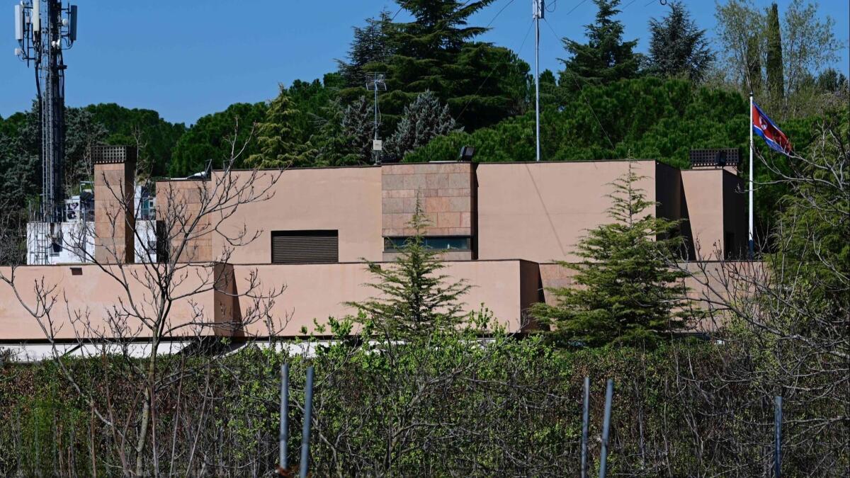 The North Korean Embassy in Madrid, where a former U.S. Marine allegedly took part in an attack.
