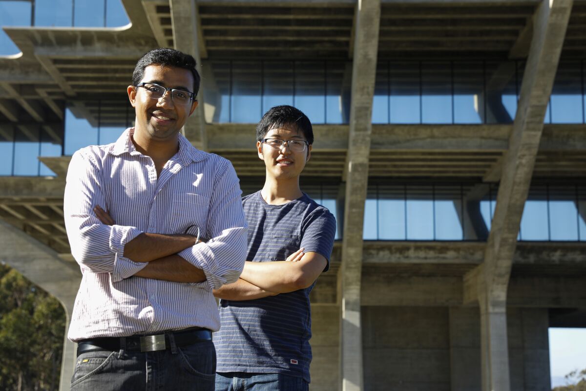 Rupak Doshi (left) and Norman Huang (right), two local scientists, were recently hired by the ex-Google executive to lead his recently founded startup OmniSync. Huang is a PhD candidate at UCSD, and Doshi worked in various labs there over several years.