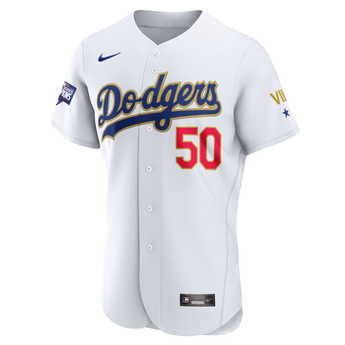 Dodgers jersey recognizing 2020 World Series title.