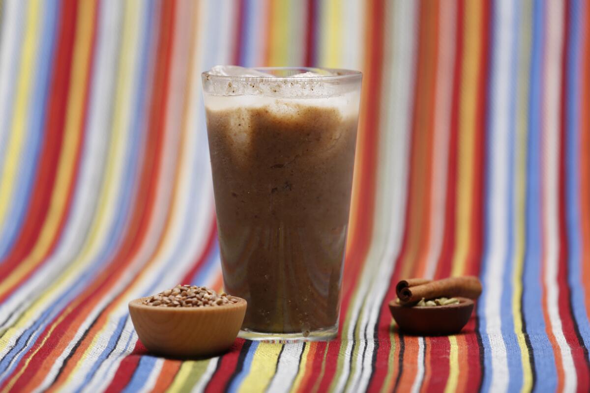 Buckwheat cardamom horchata is inspired by the ancestor of horchata, barley water.
