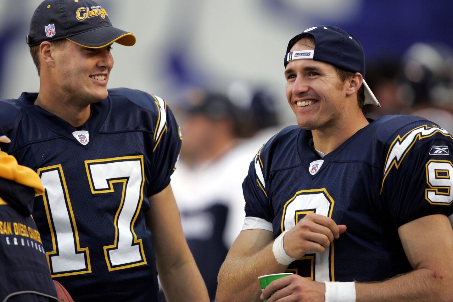 Chargers Philip Rivers and were all smiles during a game against the Saints at Qualcomm Stadium on Nov. 7, 2004.