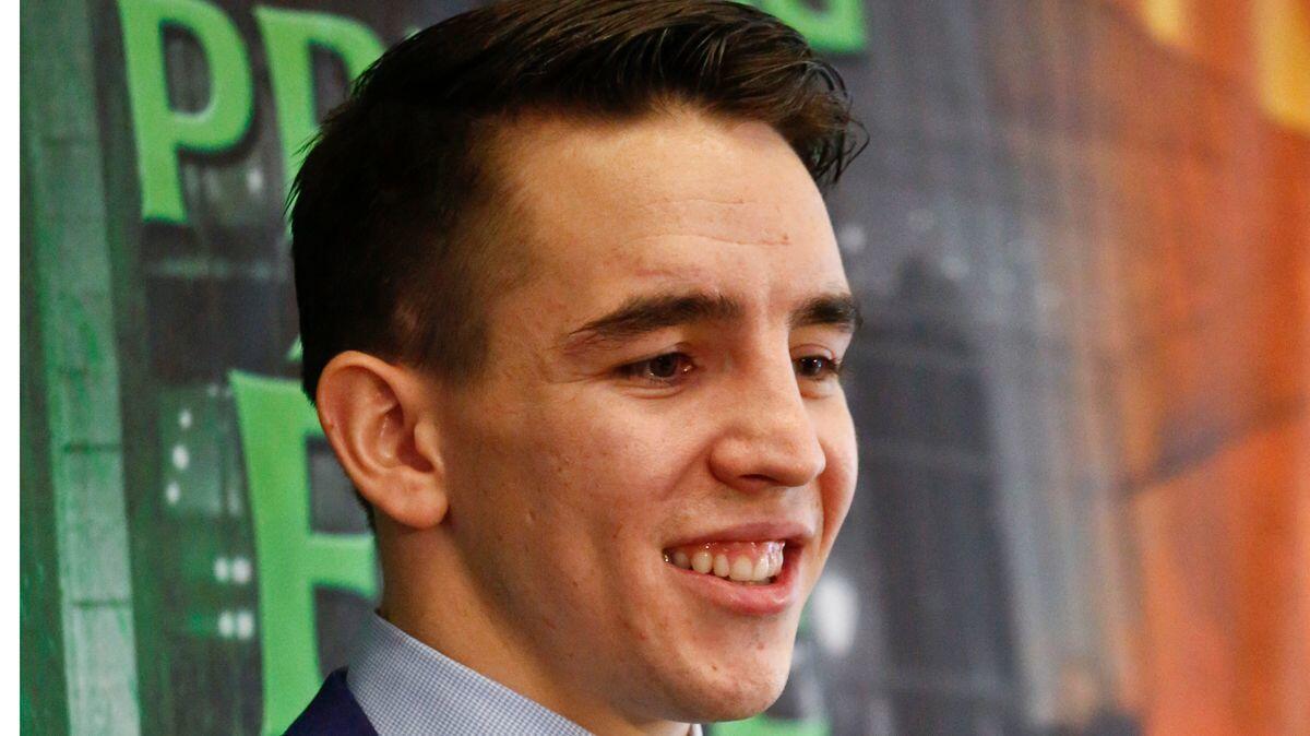 Michael Conlan poses during a news conference on Jan. 18 in New York. Conlan makes his pro debut at The Garden on St. Patrick's Day in a junior featherweight bout against Tim Ibarra.
