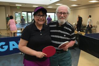 Patty Martinez and Si Wasserman at the El Corazon Senior Center in Oceanside on June 29.