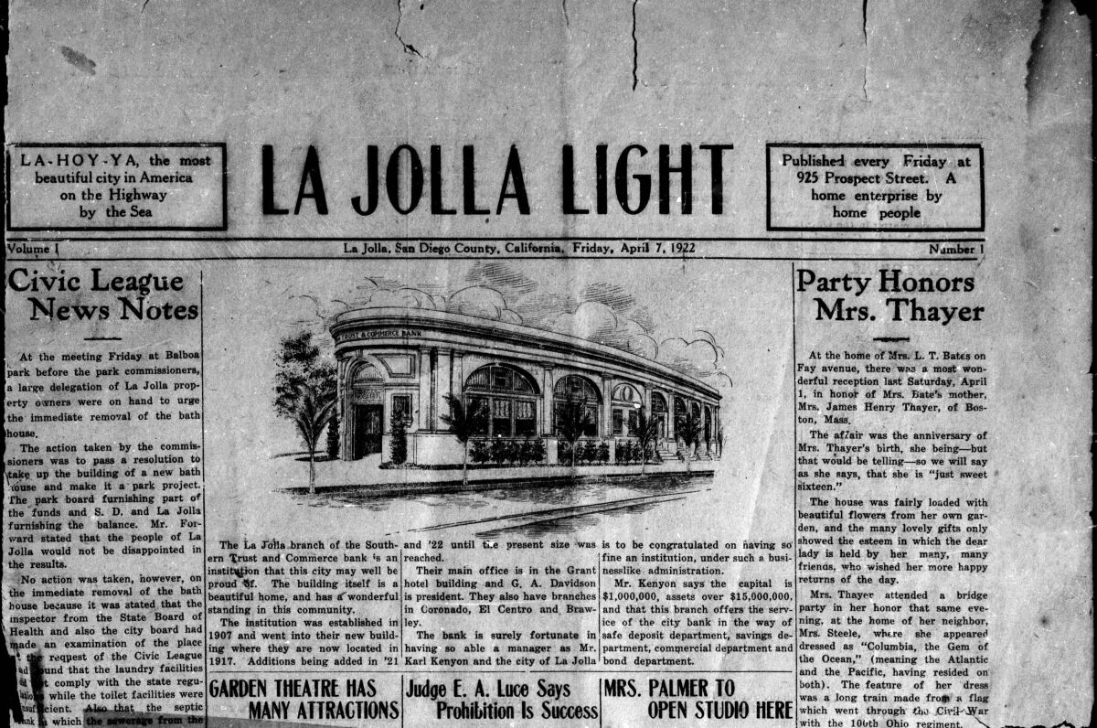 The front page of the first edition of the La Jolla Light  gives instructions for pronouncing LA-HOY-YA.
