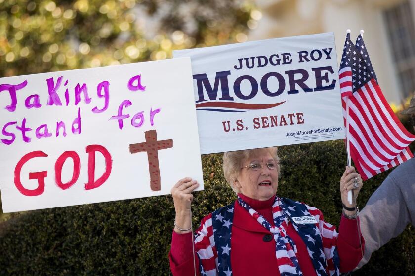 MONTGOMERY, AL - NOVEMBER 17: Patricia Riley Jones attends a 'Women For Moore' rally in support of Republican candidate for U.S. Senate Judge Roy Moore, in front of the Alabama State Capitol, November 17, 2017 in Montgomery, Alabama. Kayla Moore told the crowd of supporters that her husband will not bow out of the Senate race. (Drew Angerer/Getty Images) ** OUTS - ELSENT, FPG, CM - OUTS * NM, PH, VA if sourced by CT, LA or MoD **