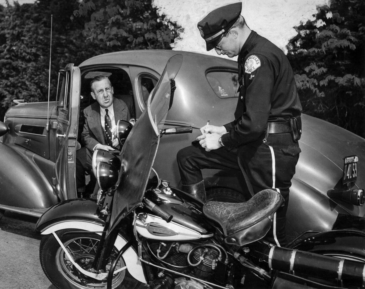 April 1, 1944: Sanford White, an automotive dealer, gets a speeding ticket from LAPD Officer H.L. Brown.