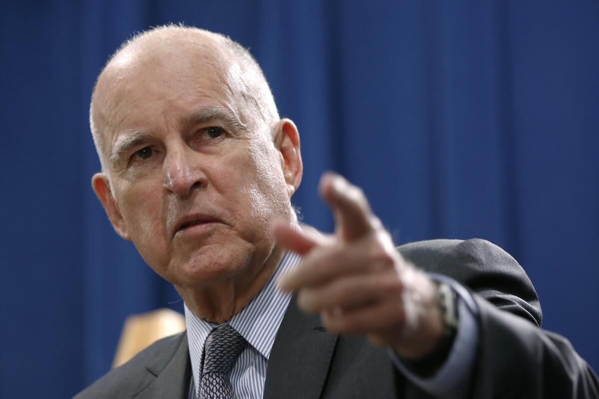 California Gov. Jerry Brown answers a reporter's question concerning his revised 2016-17 state budget plan. Object preview Many years ago, Brown referred to coastal commissioners as “bureaucratic thugs.”