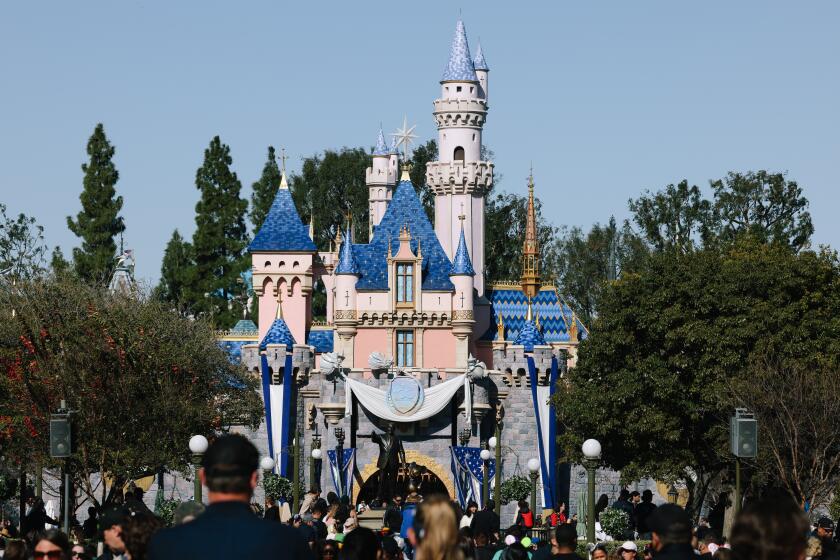 Anaheim, CA - January 26: The main castle is seen during a 100 year celebrations focusing on the Walt Disney Co. turning 100 at Disneyland on Thursday, Jan. 26, 2023 in Anaheim, CA. (Dania Maxwell / Los Angeles Times).