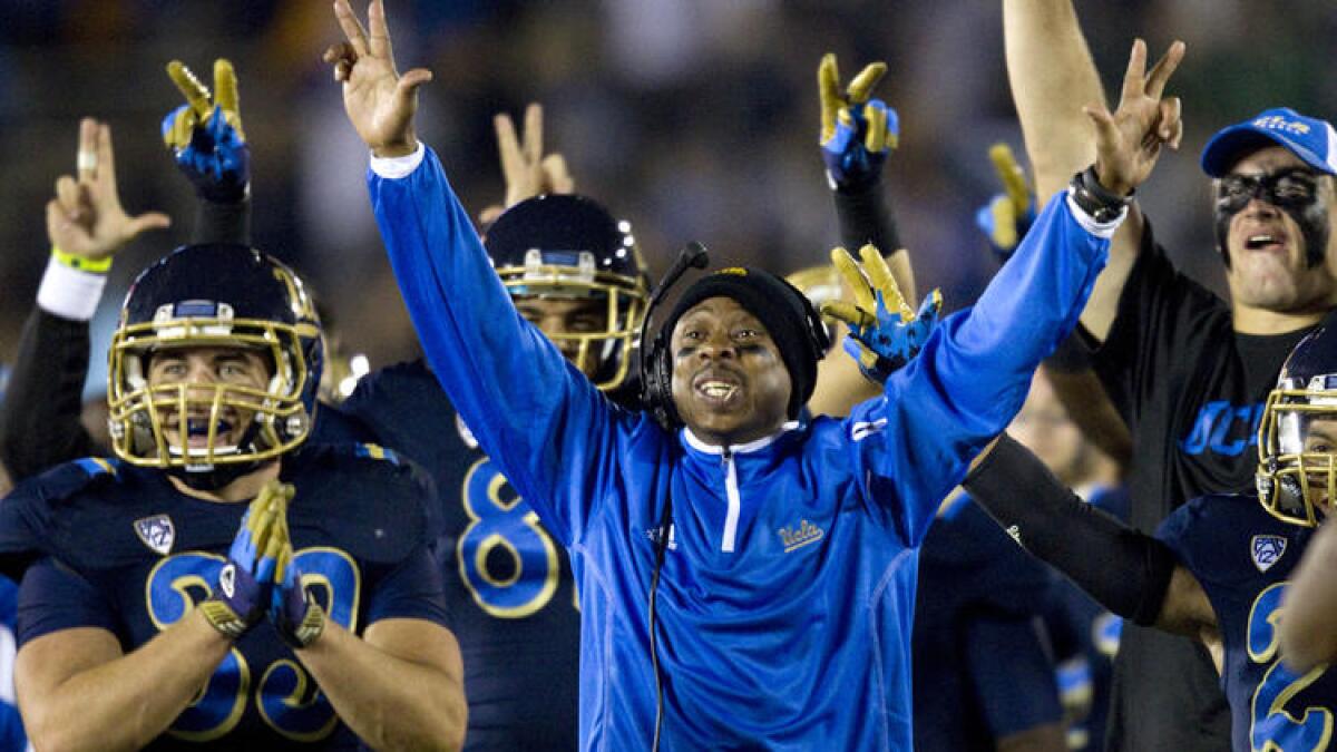 UCLA receivers coach Eric Yarber hopes there will be plenty more celebrations this season.