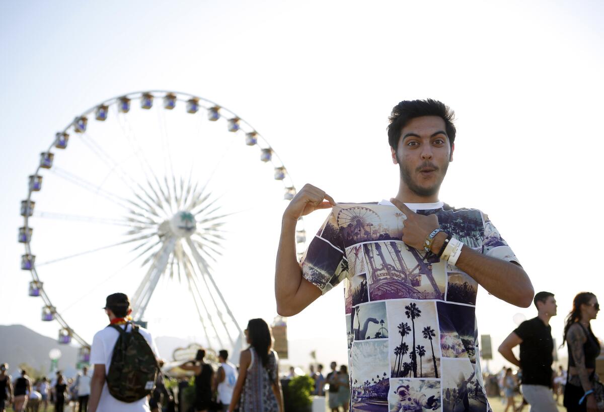 Abdullah in an H&M Coachella T-shirt at the 2016 Coachella Valley Music and Arts Festival in Indio.