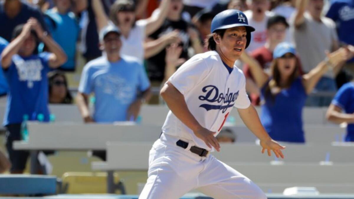 Dodgers pitcher Kenta Maeda was used as a pinch-runner during the 14-inning game against the Orioles on Wednesday.