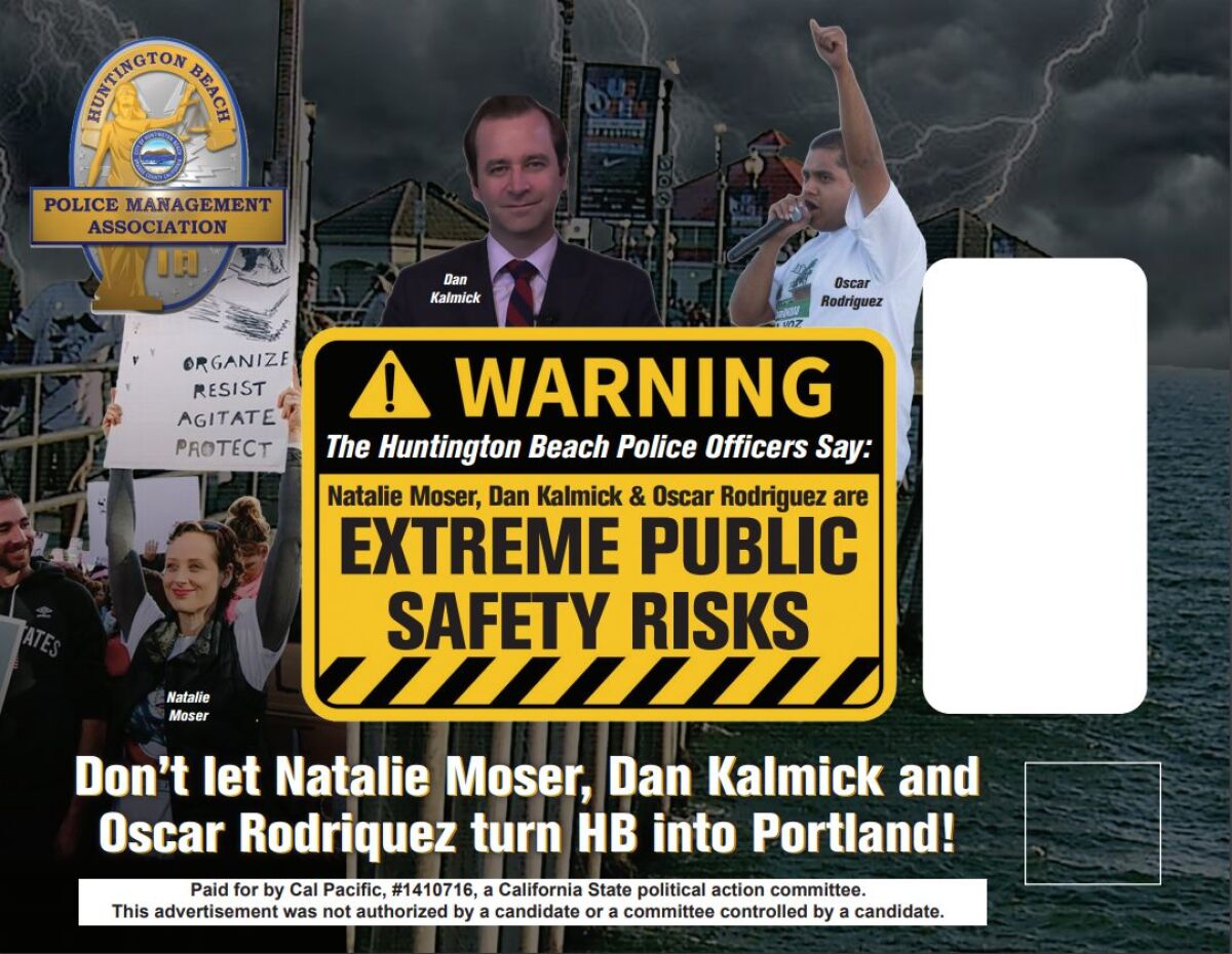 A political flier sent to homes in Huntington Beach.