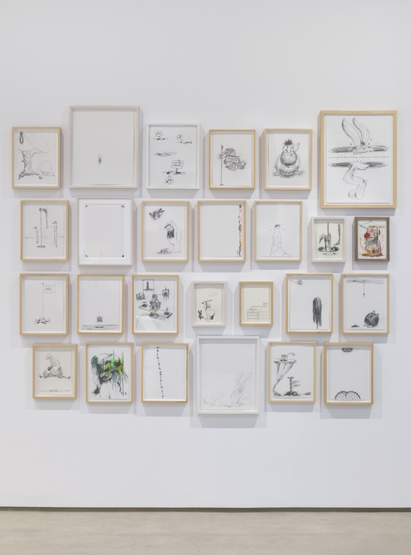 Nayland Blake's drawings often employ vernacular styles like cartooning and graffiti