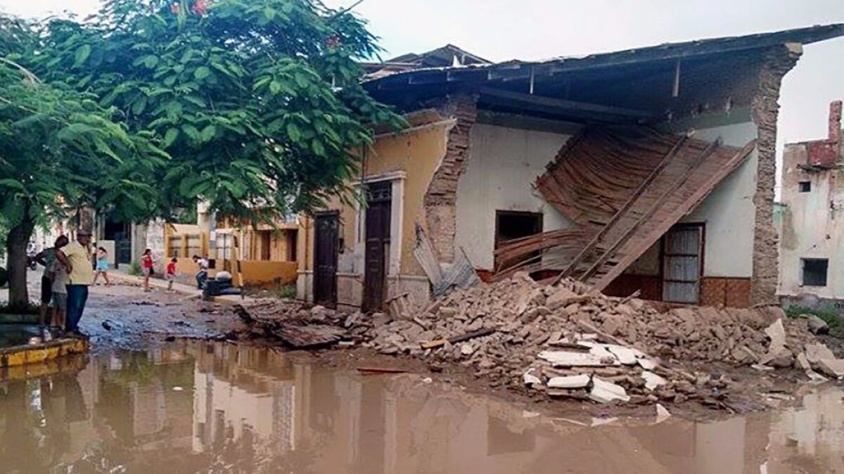 Some buildings in Piura collapsed when floodwaters hit the city.