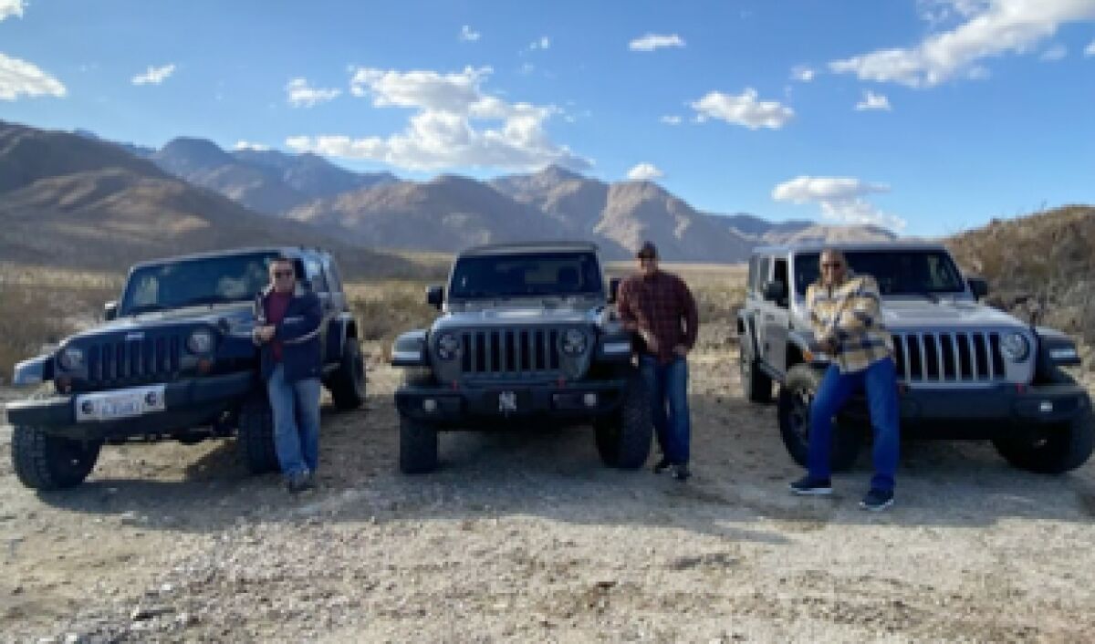 Off-roaders with their vehicles are, from left, Adam Nungesser, Ken Fortier and Steve Sublett.