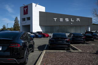 EVs for sale at a Tesla store in Vallejo, California.