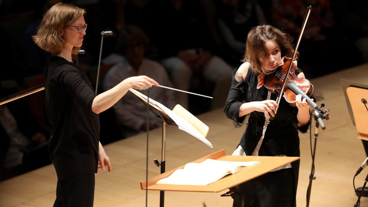 Mirga Grazinyte-Tyla and violinist Patricia Kopatchinskaja perform Tchaikovsky's Violin Concerto Sunday afternoon at Walt Disney Concert Hall.