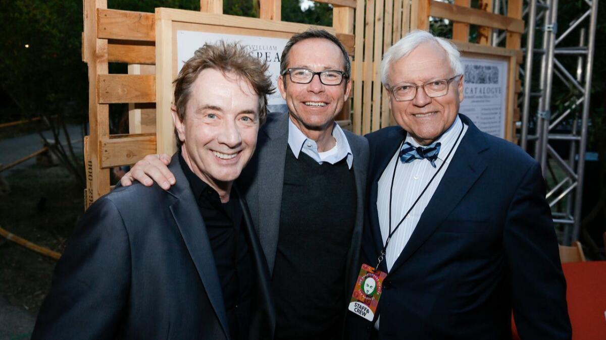 Martin Short, from left, Creative Artists Agency President Richard Lovett and Nicholas T. Goldsborough at the opening night of "Henry IV."