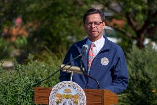 Adan Ortega Jr., board chair for the Metropolitan Water District of Southern California, discussed the benefits of expanding the urban canopy during a news conference announcing a new financial incentive program to plant trees.