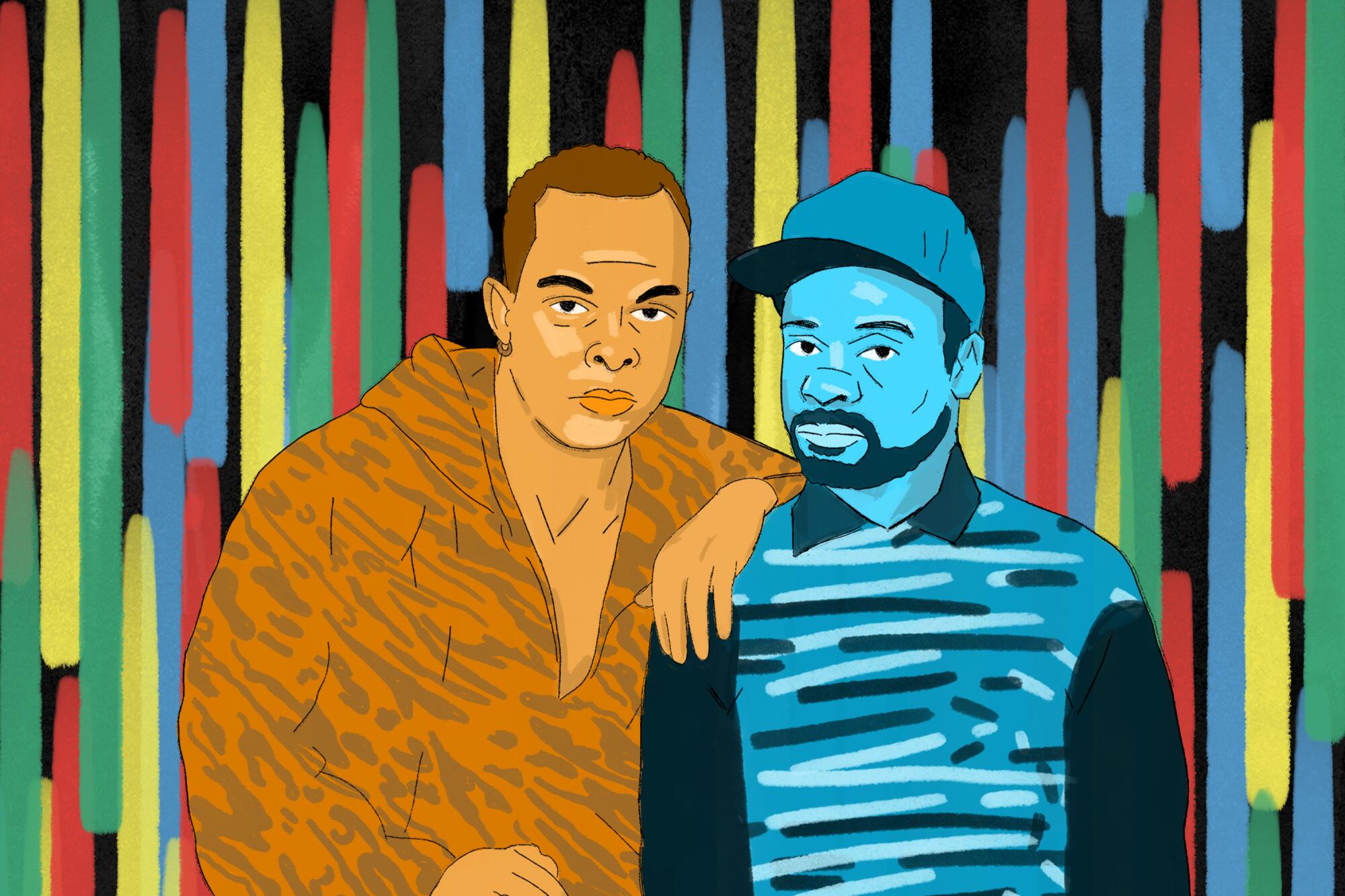 Portrait illustration of Cross Colours founders Carl Jones and TJ Walker for Image issue 4.