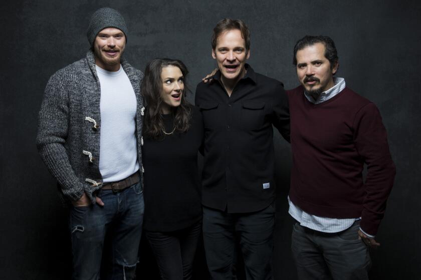 From left, Kellan Lutz, Winona Ryder, Peter Sarsgaard and John Leguizamo from the film "Experimenter" are photographed in the L.A. Times photo and video studio at the 2015 Sundance Film Festival.