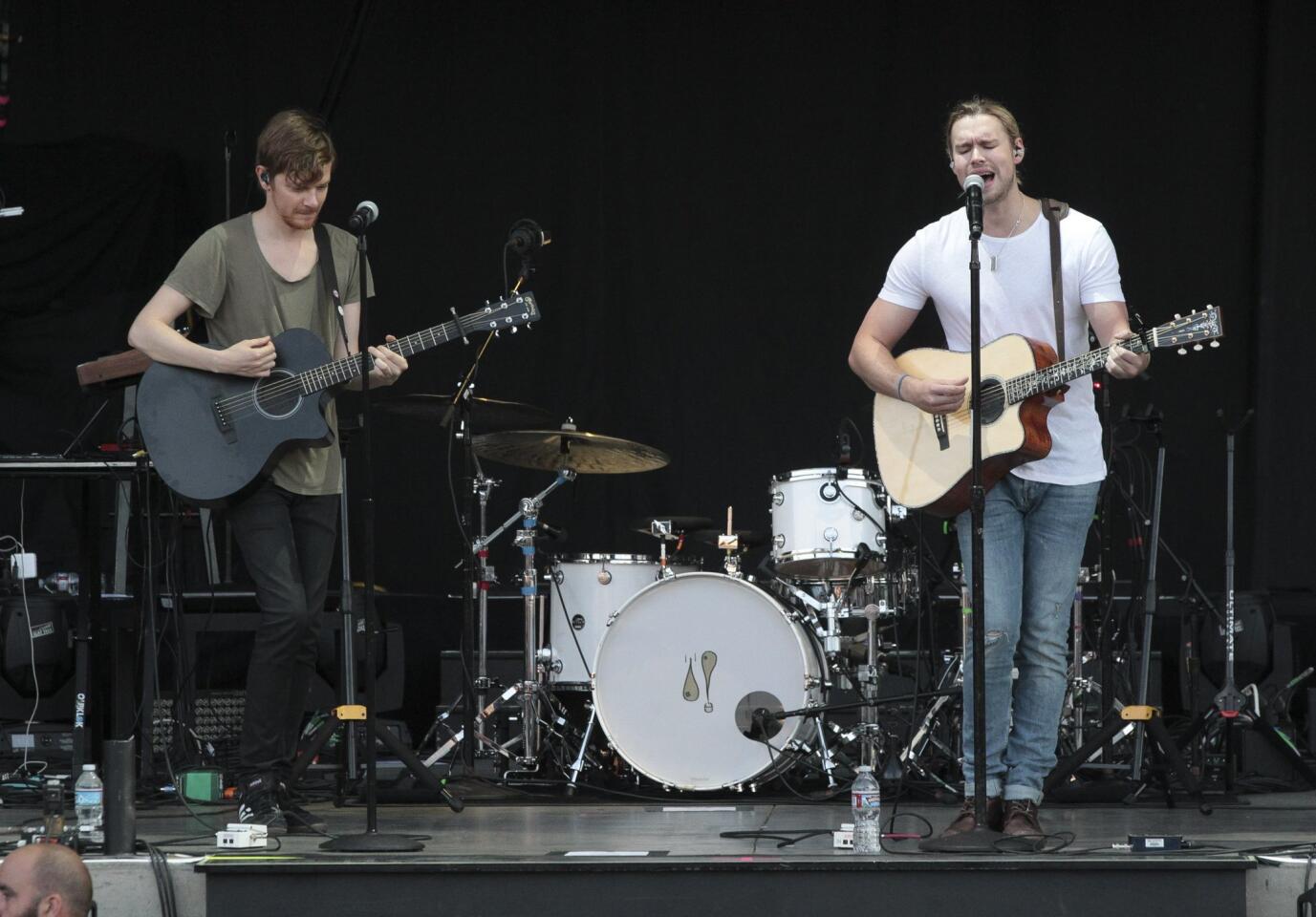 Chord Overstreet performs before Nick Jonas and Demi Lovato at the Sleep Train Amphitheater.