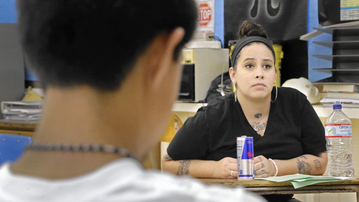 Camila Landegger participates in a teen discussion group.