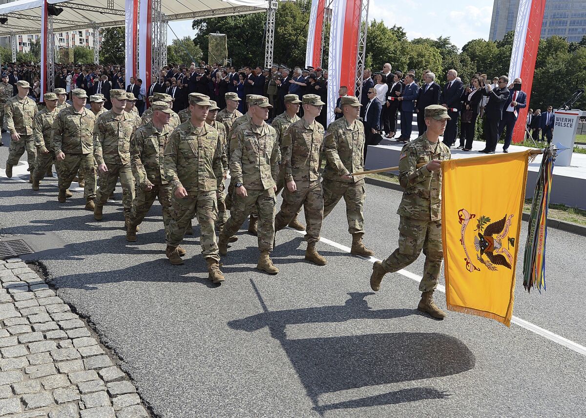 The U.S. military took part in a Polish military parade on Aug. 15, which included a flyover by two U.S. fighter jets and drew large crowds.