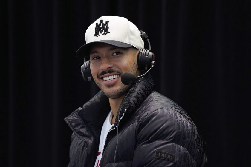 Minnesota Twins shortstop Carlos Correa speaks to fans and media during the team's annual fan fest at Target Field, Saturday, Jan. 28, 2023, in Minneapolis. (AP Photo/Abbie Parr)