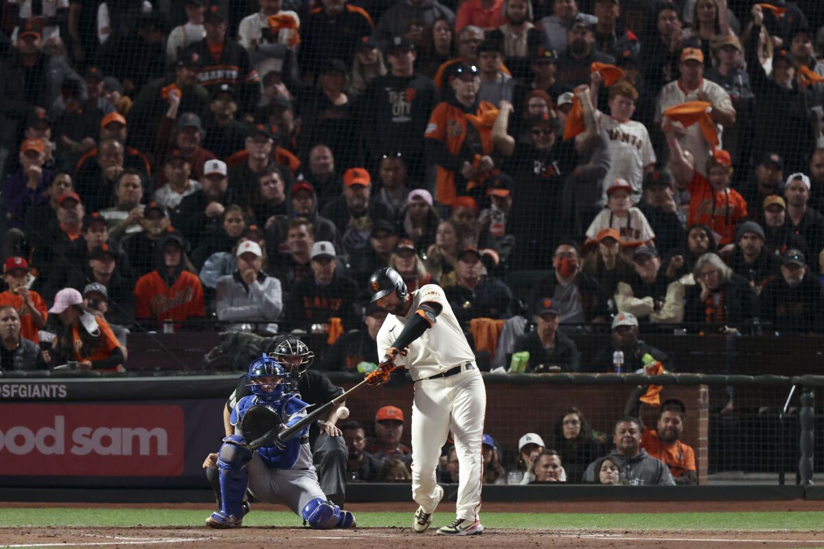 San Francisco's Darin Ruf hits a solo home run during the sixth inning.