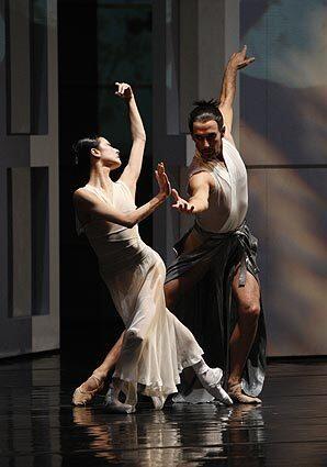 San Francisco Ballet dancers Yuan Yuan Tan, left, and Damian Smith perform the Orange County premiere of "RAkU" at Costa Mesa's Segerstrom Hall.