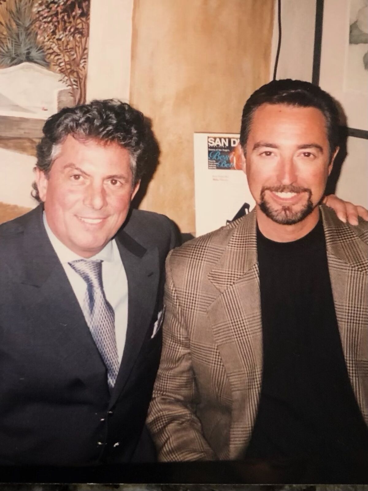 A vintage shot of Mille Fleurs owner Betrand Hug and pianist Randy Beecher.