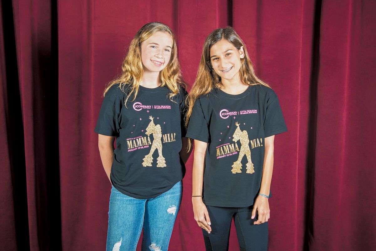 La Jolla's Muirlands Middle School students Calleigh LaMarche and Ellie Levine join J Company Youth Theatre’s ‘Mamma Mia!’ cast.