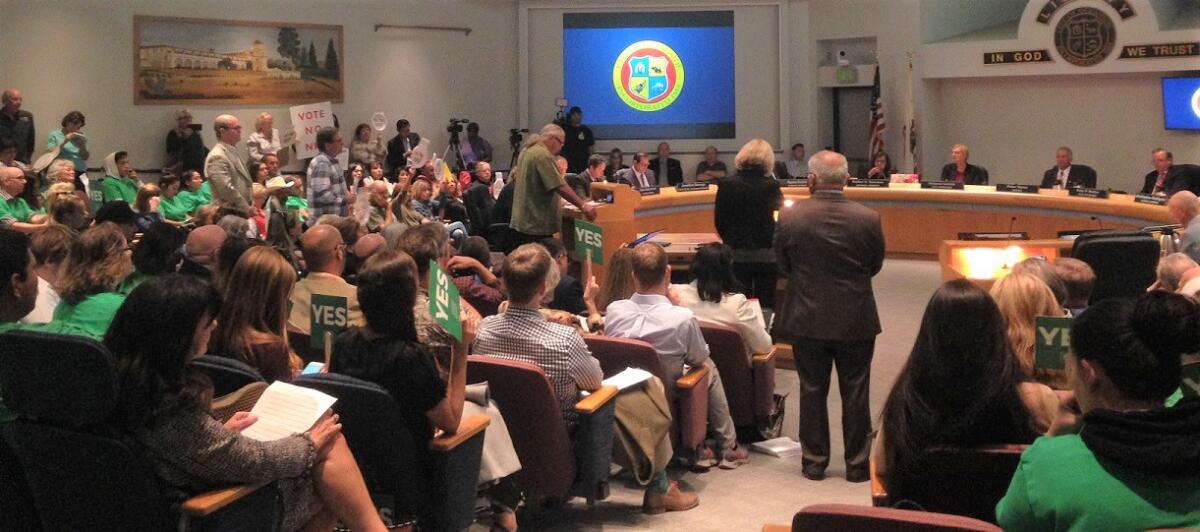 Residents packed Oceanside City Hall for Wednesday's meeting on North River Farms.