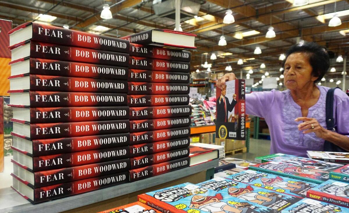Bob Woodward's "Fear" displayed at a Costco store in Alhambra.