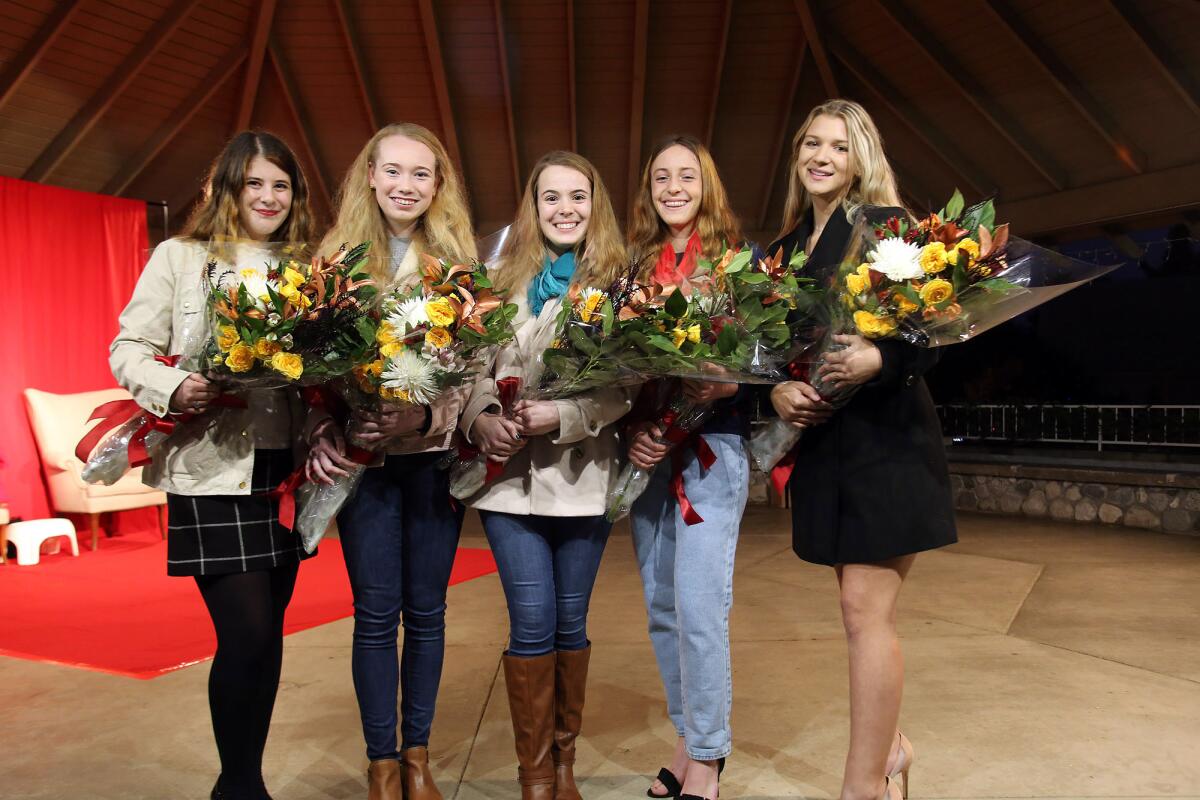 Which of these young women will be crowned the next Miss La Cañada Flintridge? All will be revealed on the night of Jan. 30 when the LCF Chamber of Commerce holds its annual installation, awards and coronation gala. The 2020 court includes from left, Audrey Melillo Grace Fontes, Ally Rayner, Ellaney Matarese and Reese Ramseyer.