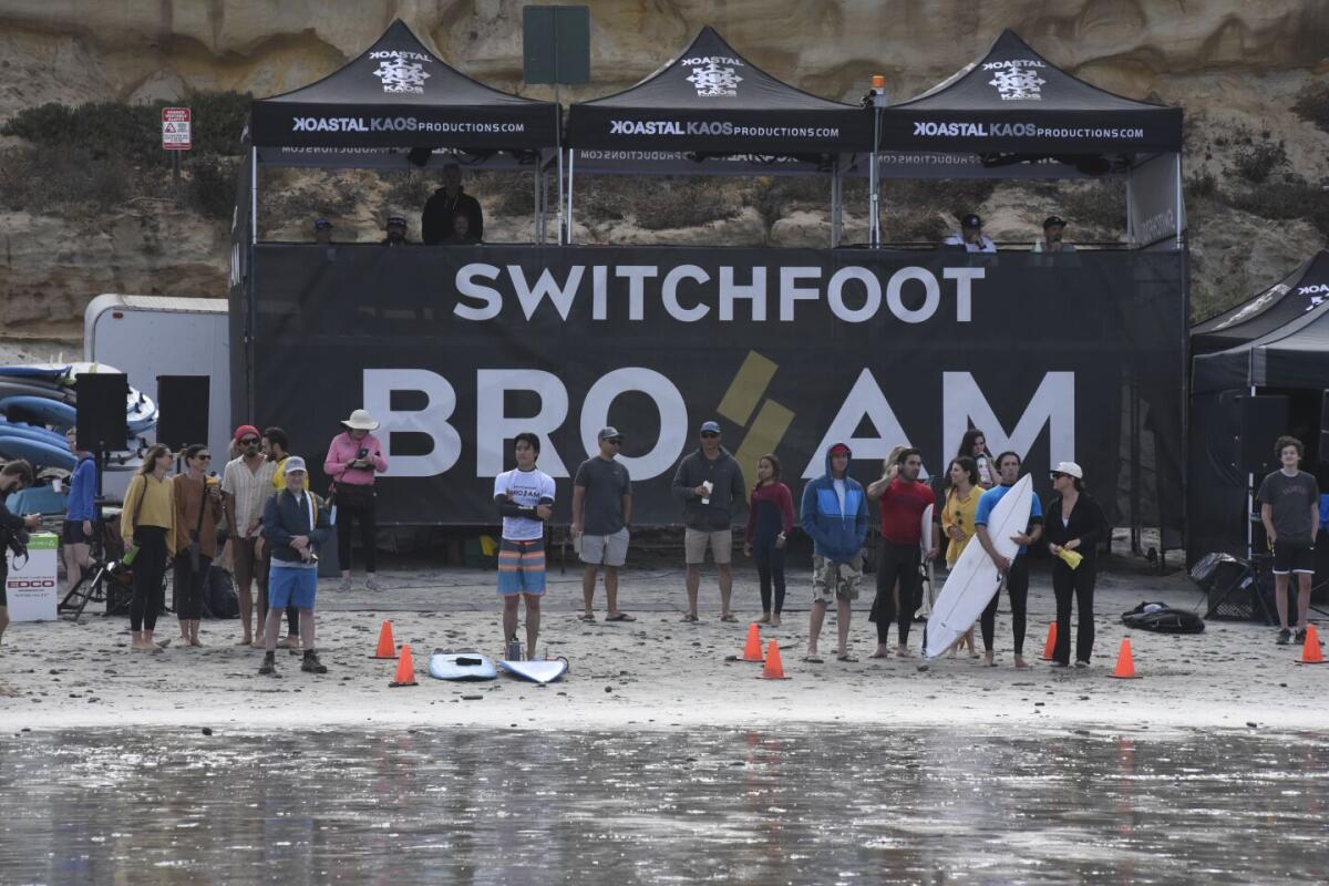 Judges and the staging area at last year’s Switchfoot Bro-Am Beach Fest.