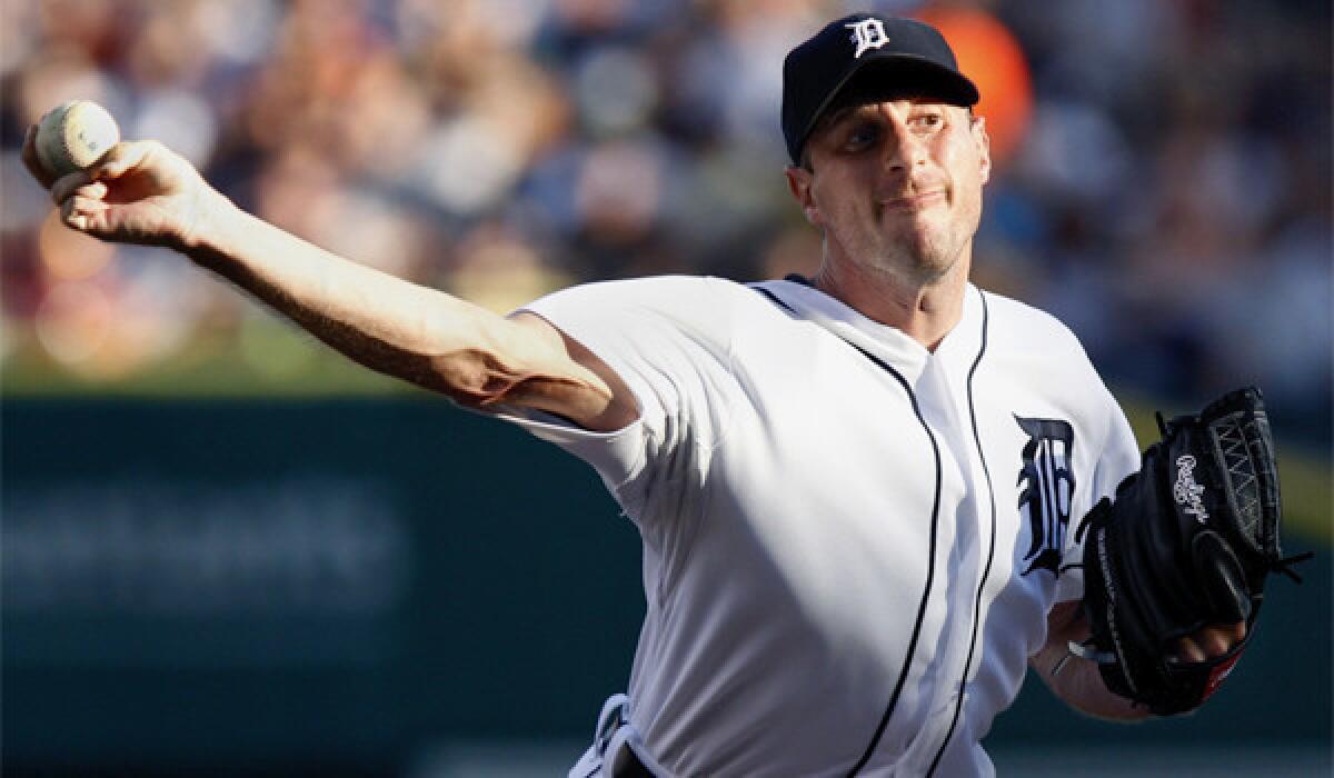 Detroit pitcher Max Scherzer was denied in his bid to become the first pitcher in the majors to start his career 14-0 since Roger Clemens in 1986.