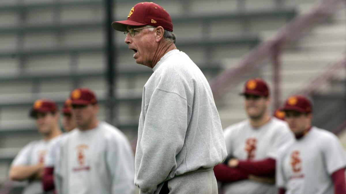Mike Gillespie during practice while USC coach 
