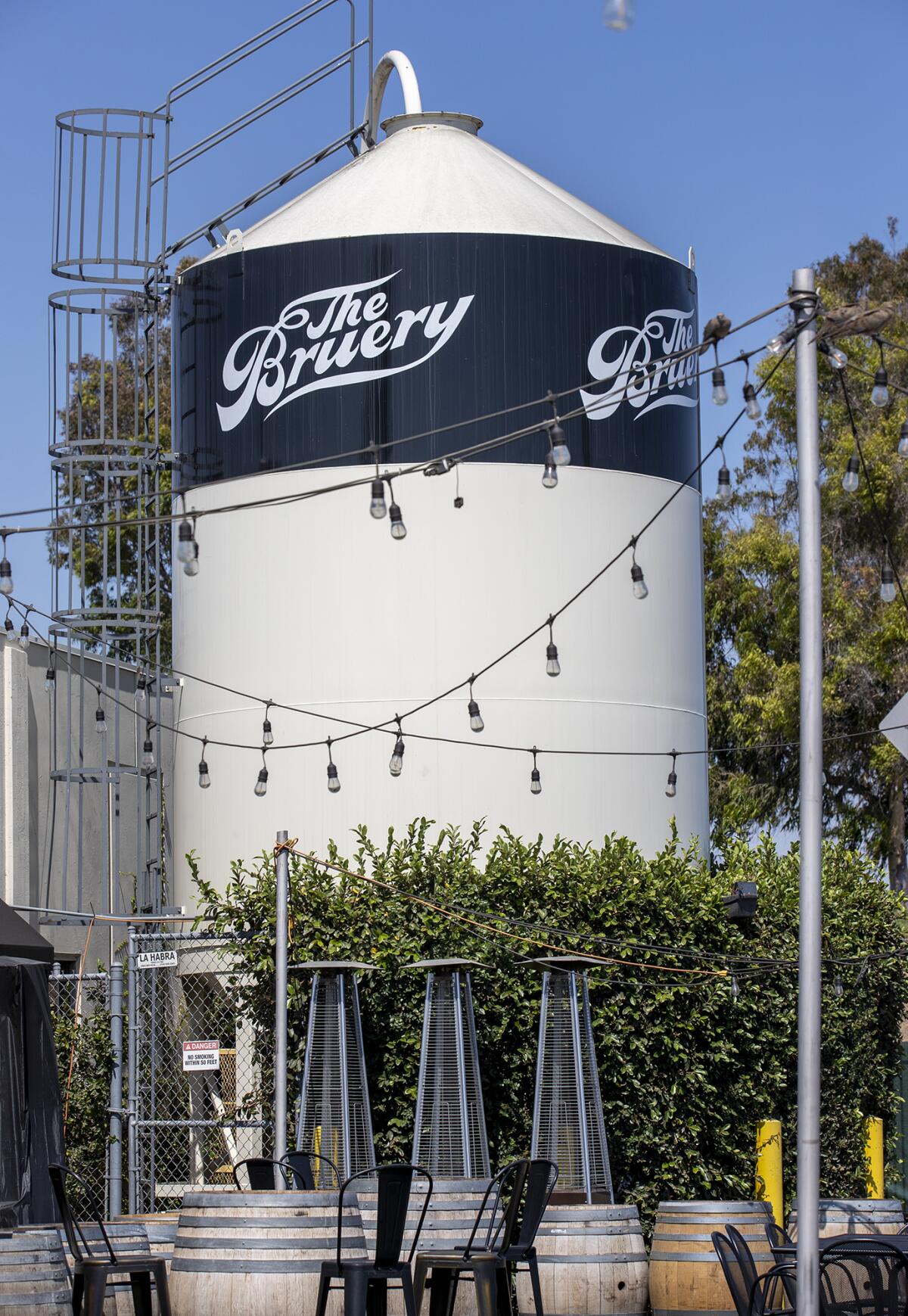 The working grain silo outside at the Bruery in Placentia.