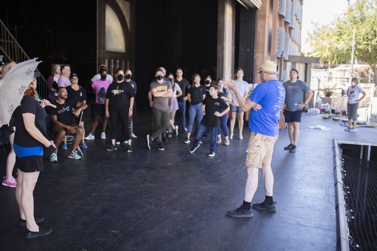 Director John Vaughan, right, directs the cast of Moonlight Stage Productions' "Ragtime," which opens Aug. 17.